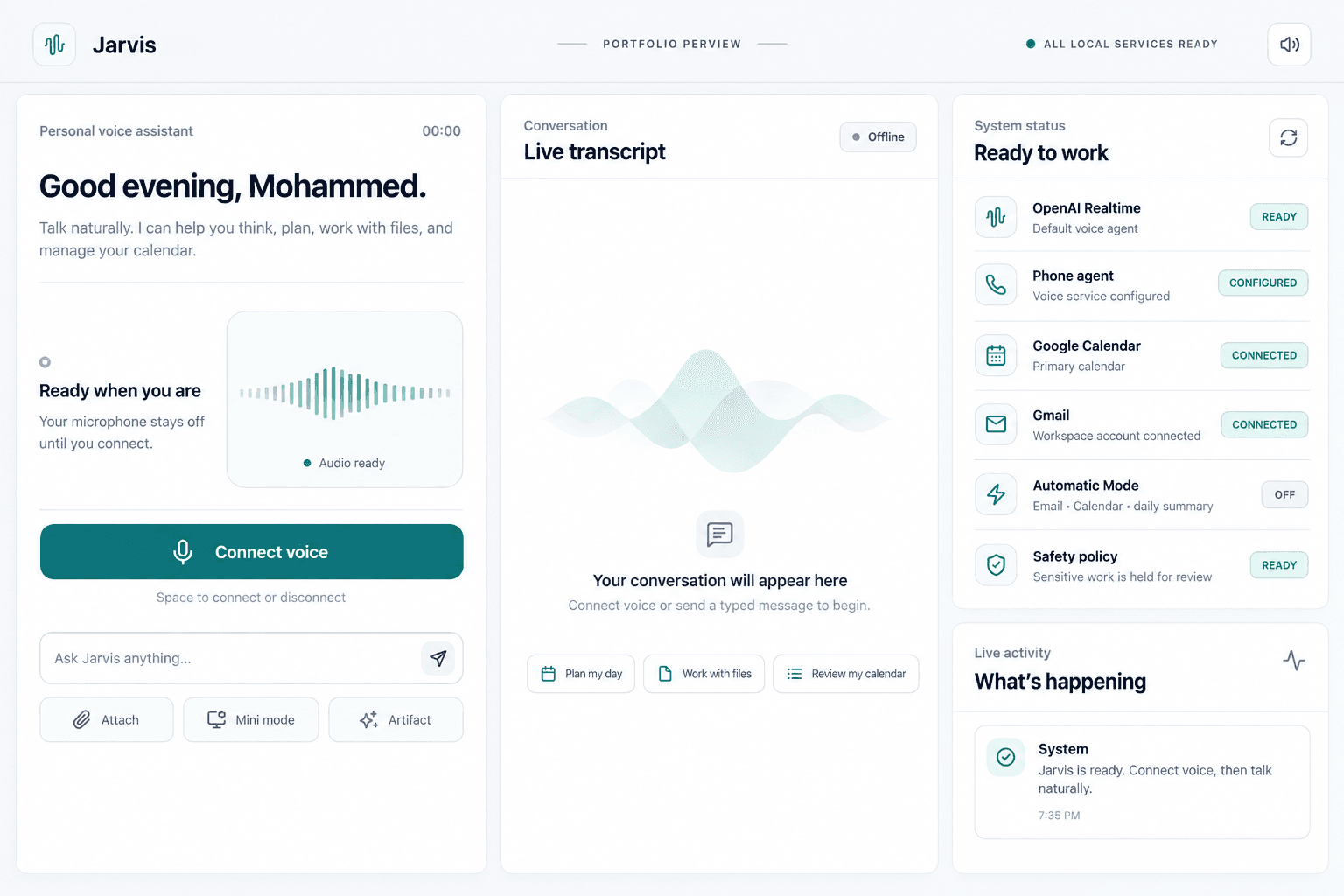 Jarvis — AI Personal Assistant preview